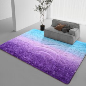 DweIke Fluffy Area Rugs for Bedroom Living Room, 6x9 Feet, Super Soft Shaggy Modern Indoor Carpets, Colorful Gradient Design Rug for Girls Kids Baby Teenagers Nursery, Girls Home Decor, Blue/Purple